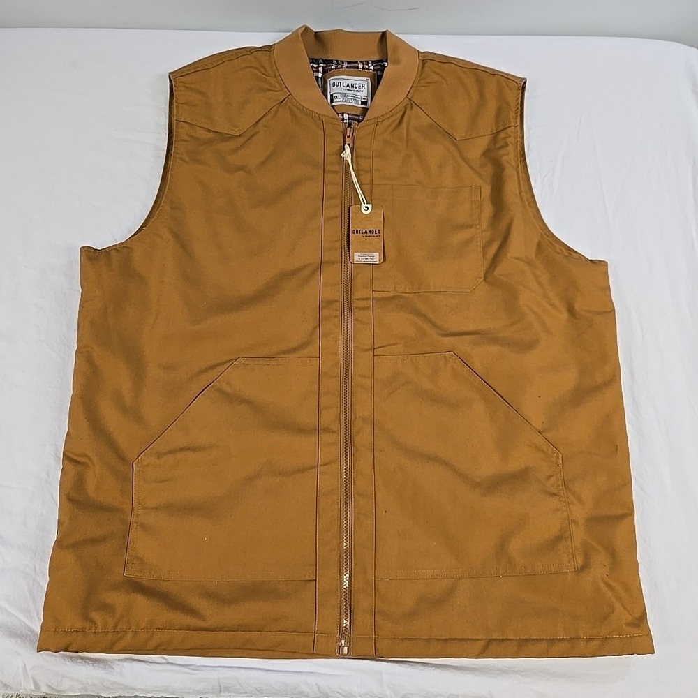 Outlander by Craft Flow Mens 2XL Tobacco Brown Quilted Flannel Lined Vest